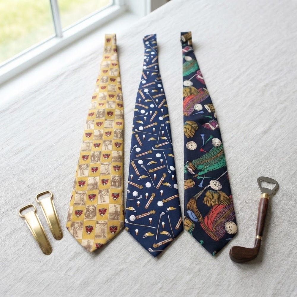 Nautica Armani Golf Ties Mens OS Multi Silk Lot 3 Vintage Sports Preppy Gorpcore